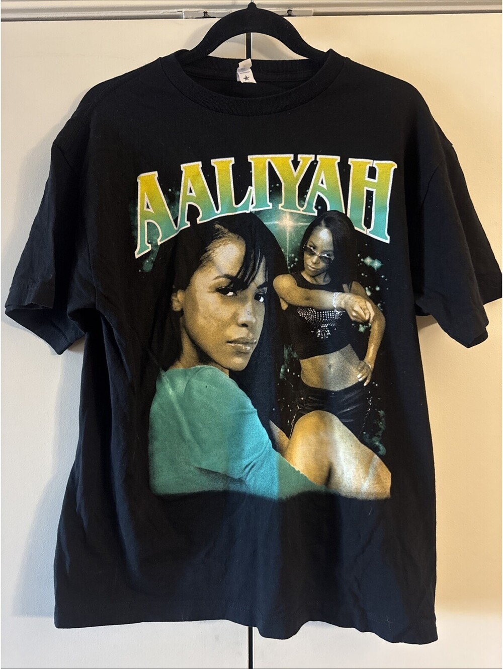 Aaliyah Shirt Medium Black Graphic Tee Spectra USA Cotton R&B Hip Hop Y2K Style